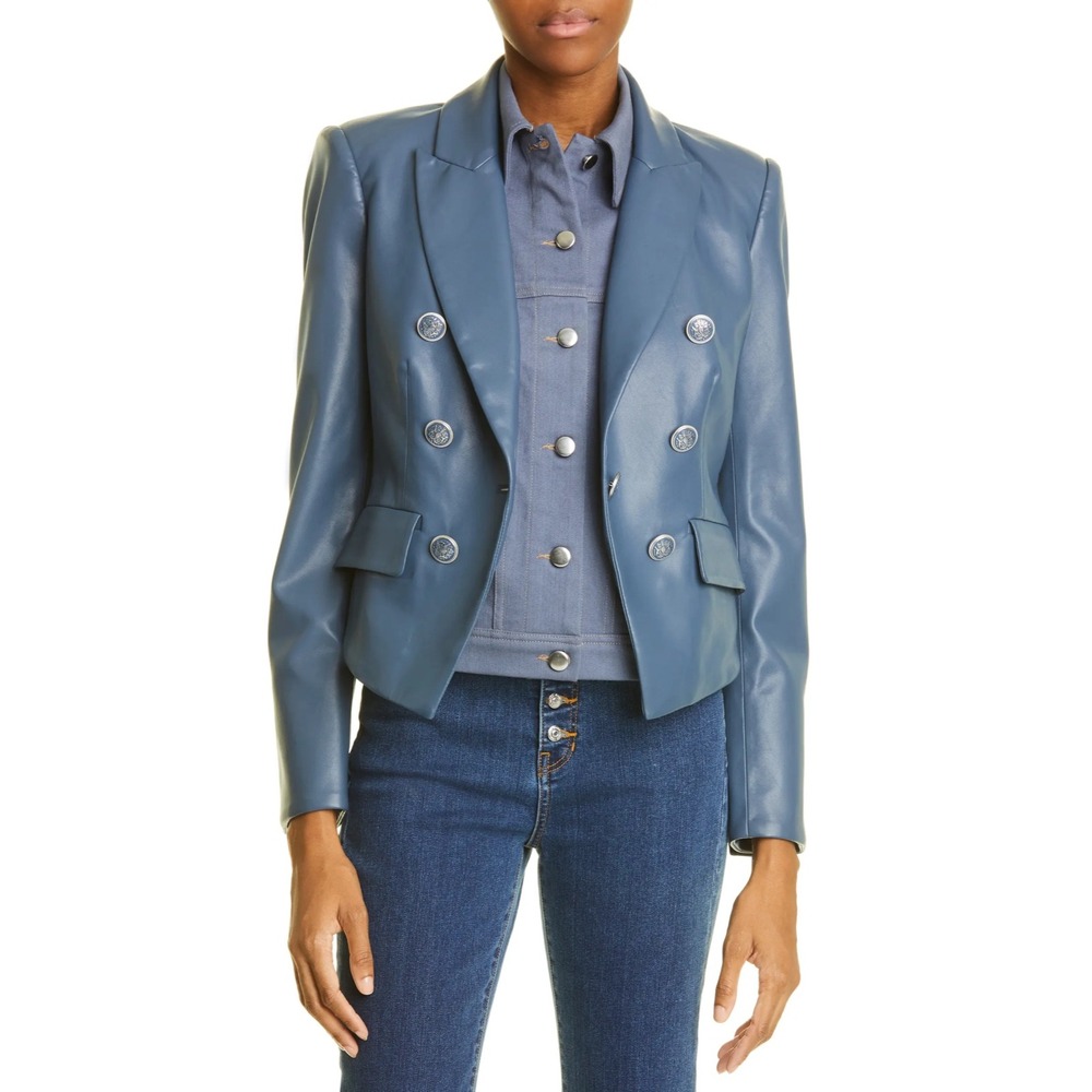 Veronica Beard Denim Dickey One Size Chambray Blue Button Front Collar Chic